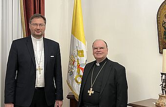 Apostolischer Nuntius, Erzbischof Visvaldas Kulbokas (l.) und Bischof Dr. Bertram Meier (r.)